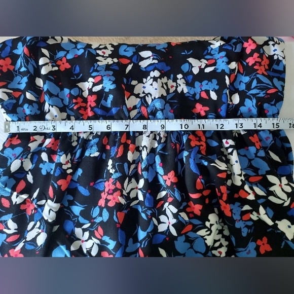 ELLE Blue Wildflower Print Elastic waist Summer Dress size M - Picture 10 of 10